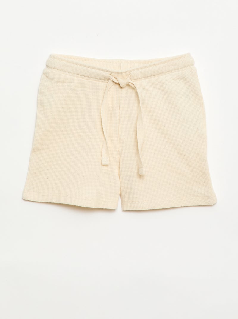 Pyjama short 2 pièces en maille côtelée Blanc - Kiabi