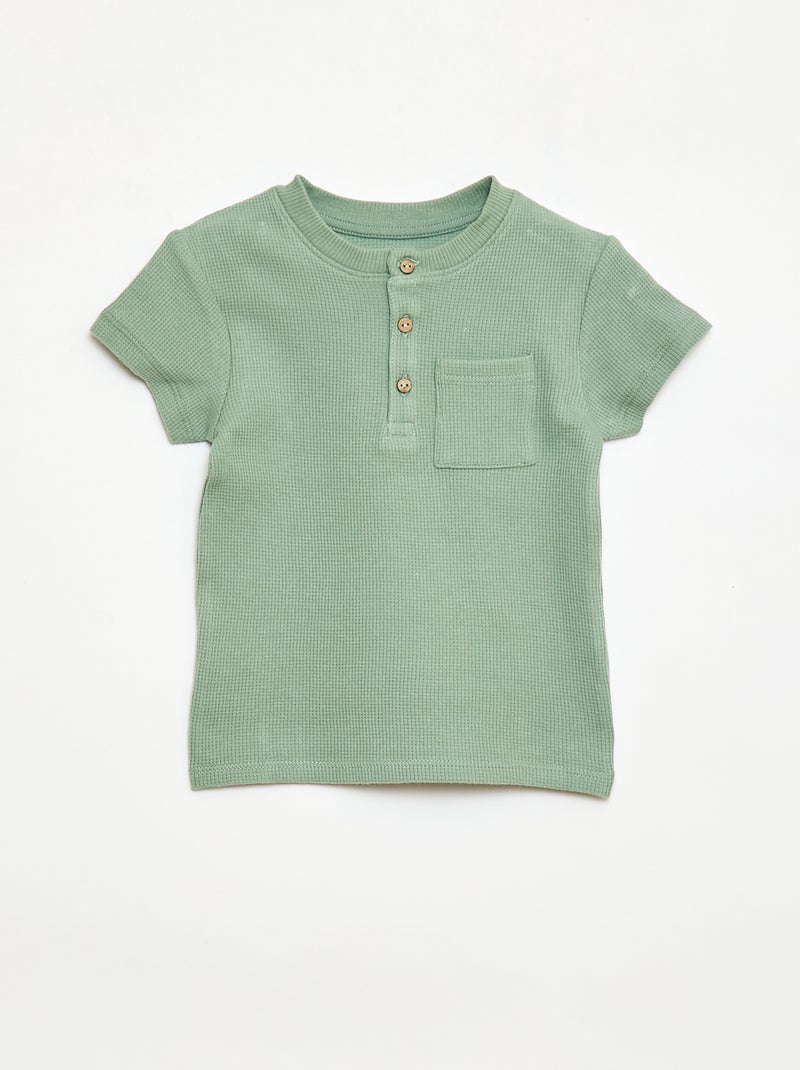 Pyjama short 2 pièces en maille côtelée Vert - Kiabi