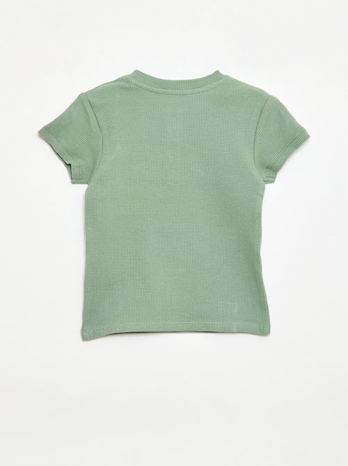 Pyjama short 2 pièces en maille côtelée - Kiabi