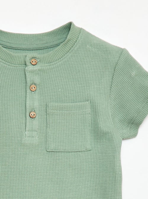 Pyjama short 2 pièces en maille côtelée - Kiabi