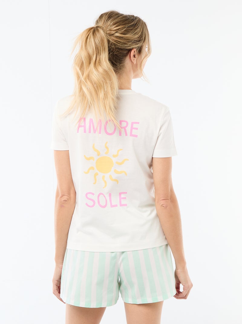 Pyjama short 2 pièces 'Fête des mères' Blanc - Kiabi