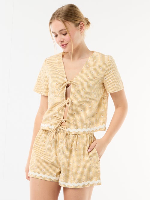Pyjama short carreaux vichy 2 pièces - Kiabi
