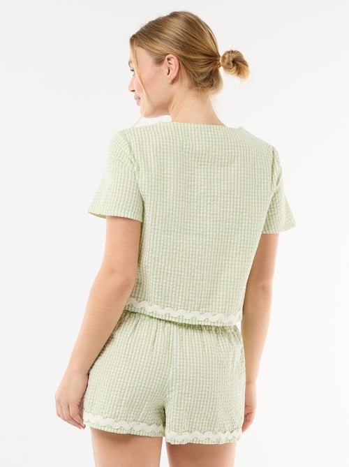 Pyjama short carreaux vichy 2 pièces - Kiabi