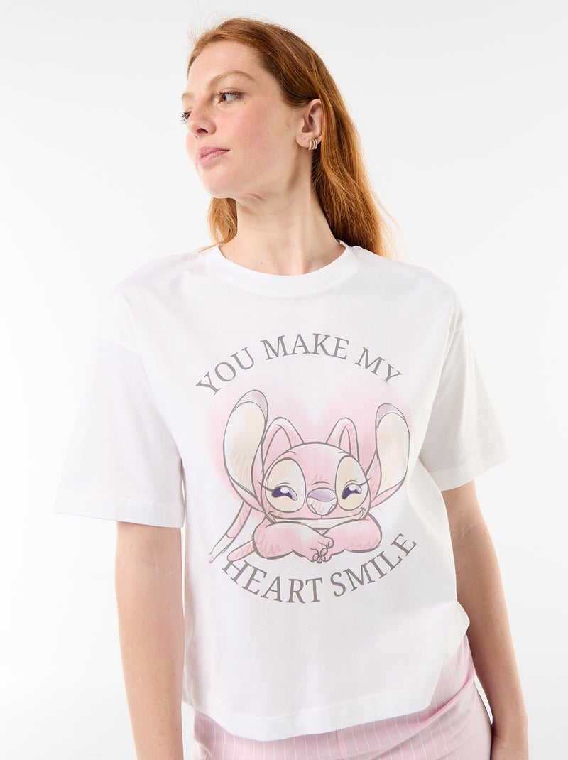 Pyjama short imprimé 'Stitch' - 2 pièces Blanc - Kiabi