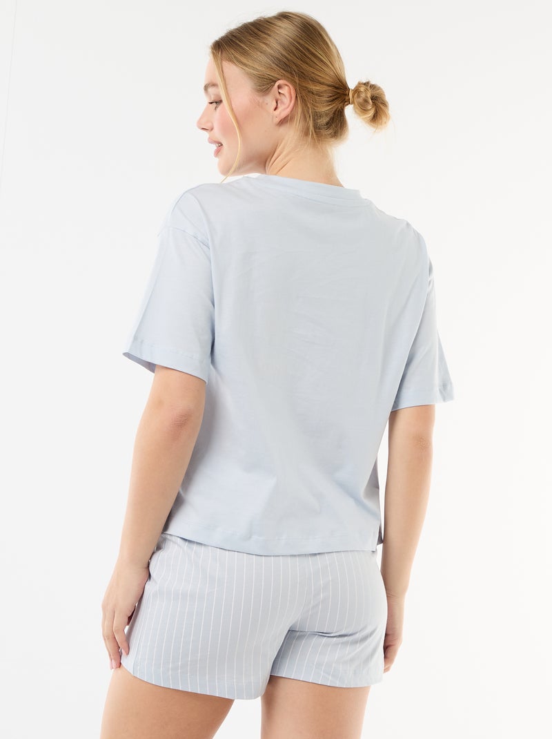 Pyjama short imprimé 'Stitch' - 2 pièces Bleu - Kiabi