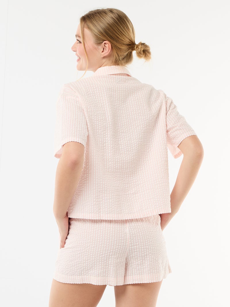 Pyjama short rayé - 2 pièces Rose - Kiabi