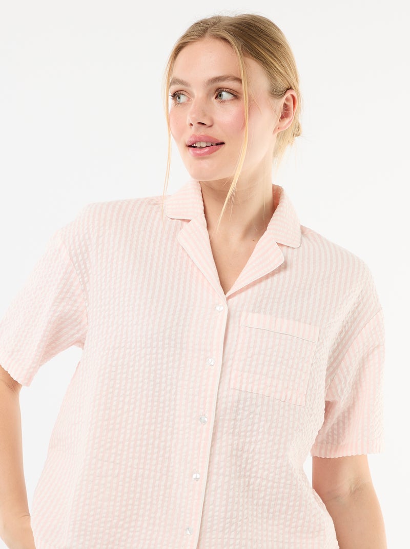 Pyjama short rayé - 2 pièces Rose - Kiabi