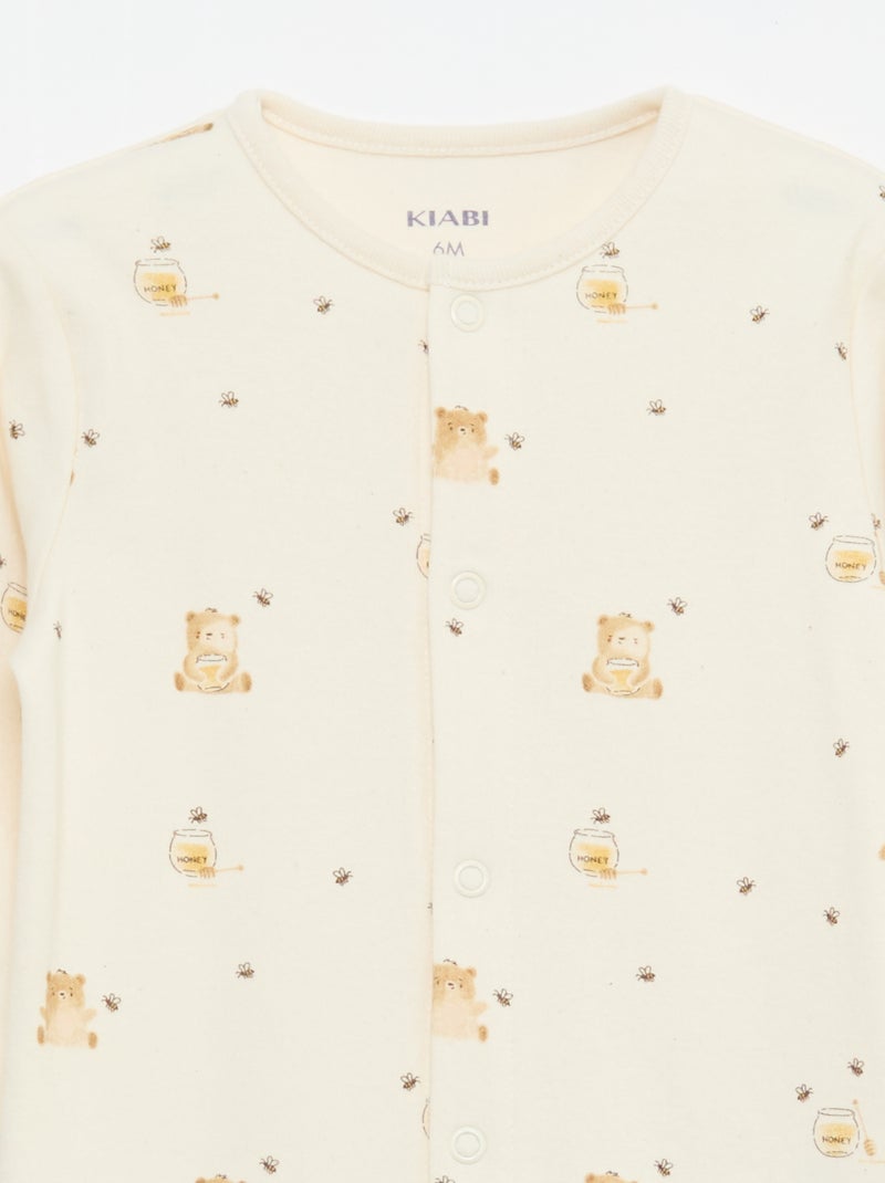 Pyjama Sleepsuit Set with Feet White - Kiabi