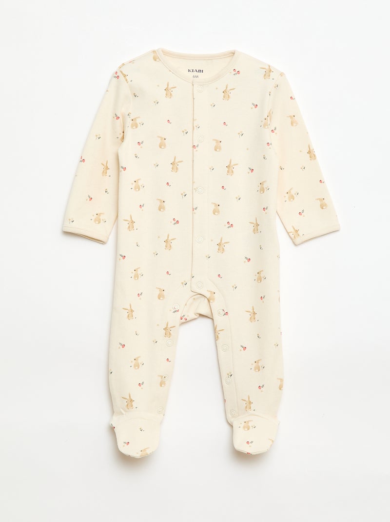Pyjama Sleepsuit Set with Feet White - Kiabi