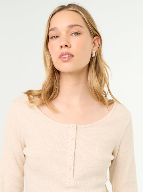 Pyjama-T-Shirt aus Rippstrick - Kiabi