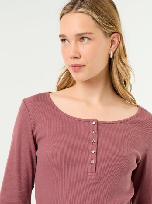 Pyjama-T-Shirt aus Rippstrick - Kiabi