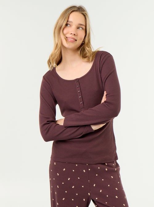 Pyjama-T-Shirt aus Rippstrick - Kiabi
