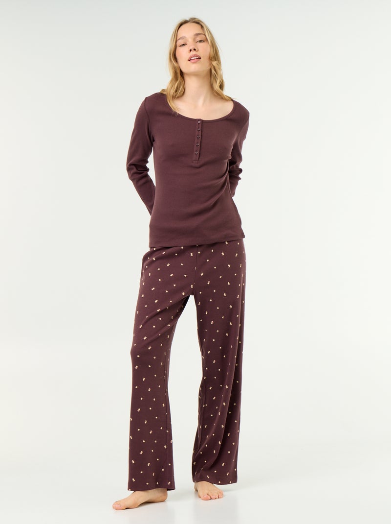 Pyjama-T-Shirt aus Rippstrick Violet - Kiabi