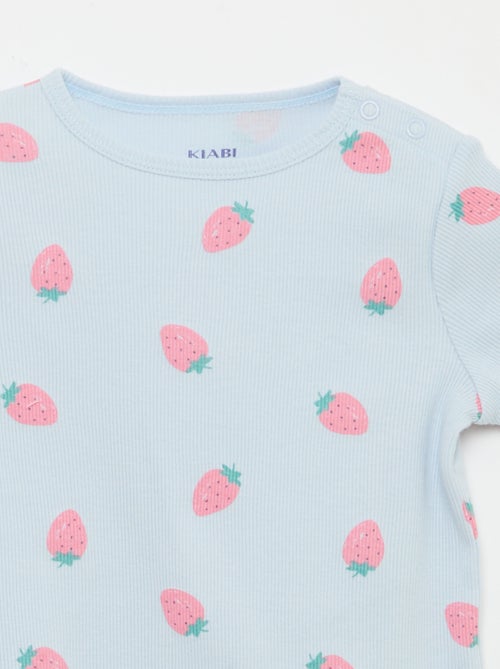 Pyjama t-shirt + short en coton côtelé - 2 pièces - Kiabi