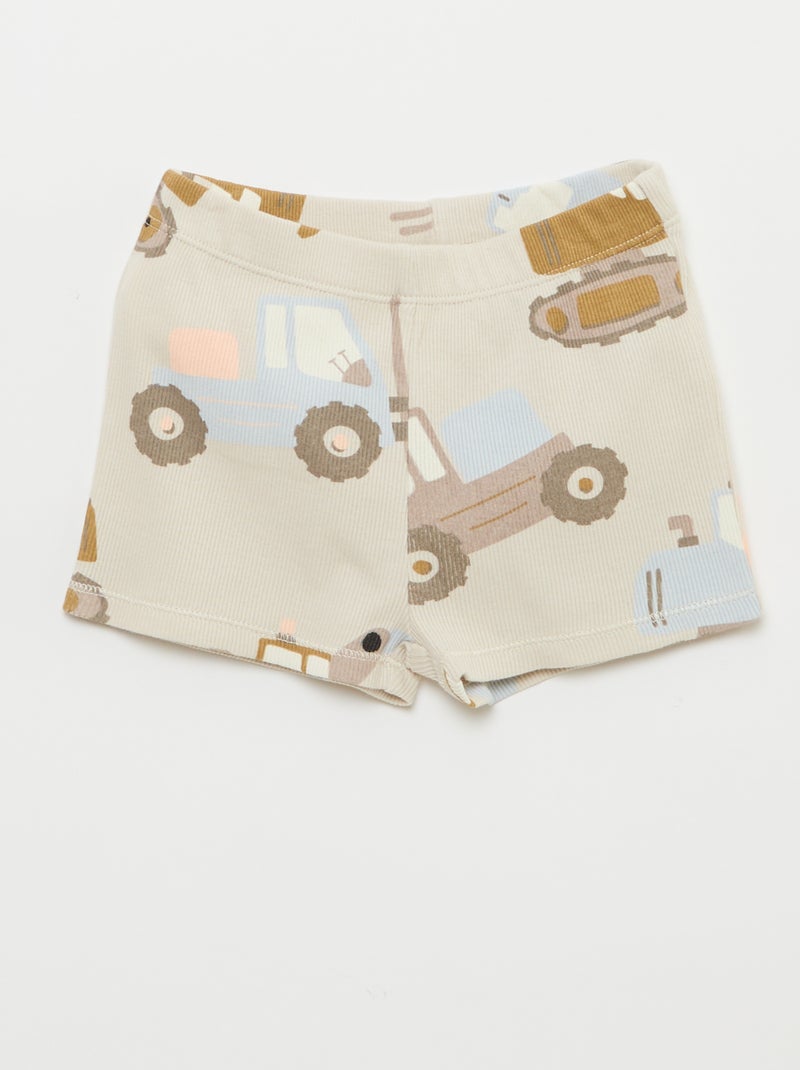 Pyjama t-shirt + short en coton côtelé - 2 pièces Gris - Kiabi