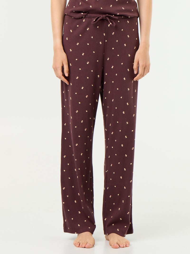 Pyjamahose aus Rippstrick Dunkelbraun - Kiabi