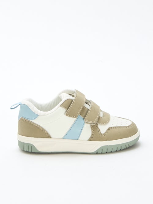 Quad-Color Faux Leather Velcro Sneakers - Kiabi