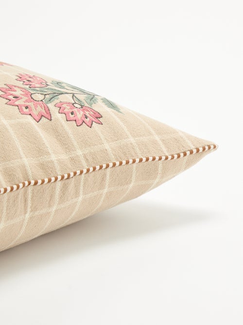 Quadratischer Kissenbezug mit gestickten Blumen - Kiabi