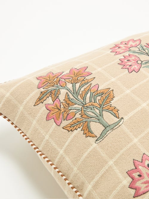 Quadratischer Kissenbezug mit gestickten Blumen - Kiabi