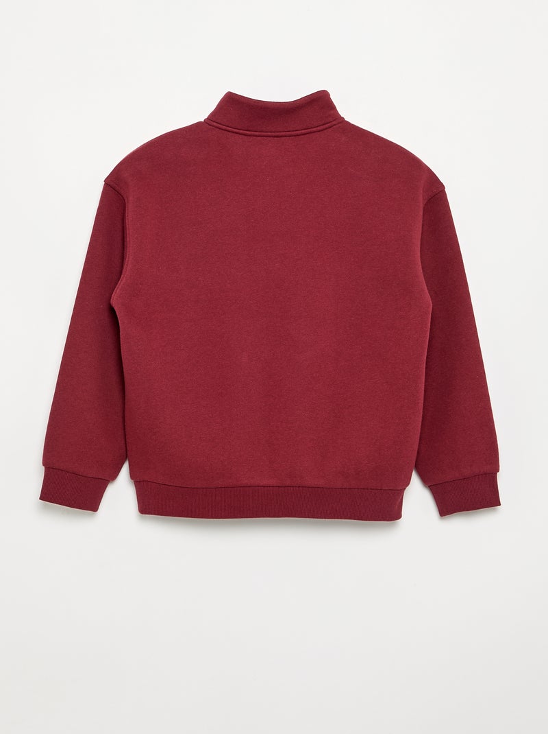 Quarter-Zip Fleece Sweatshirt Red - Kiabi