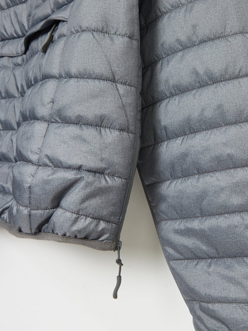 Quilted Hooded Puffer Jacket Grey - Kiabi