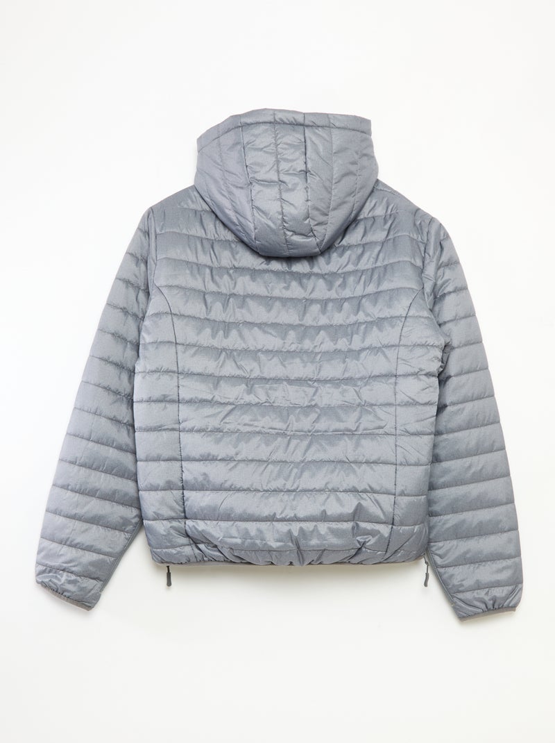 Quilted Hooded Puffer Jacket Grey - Kiabi