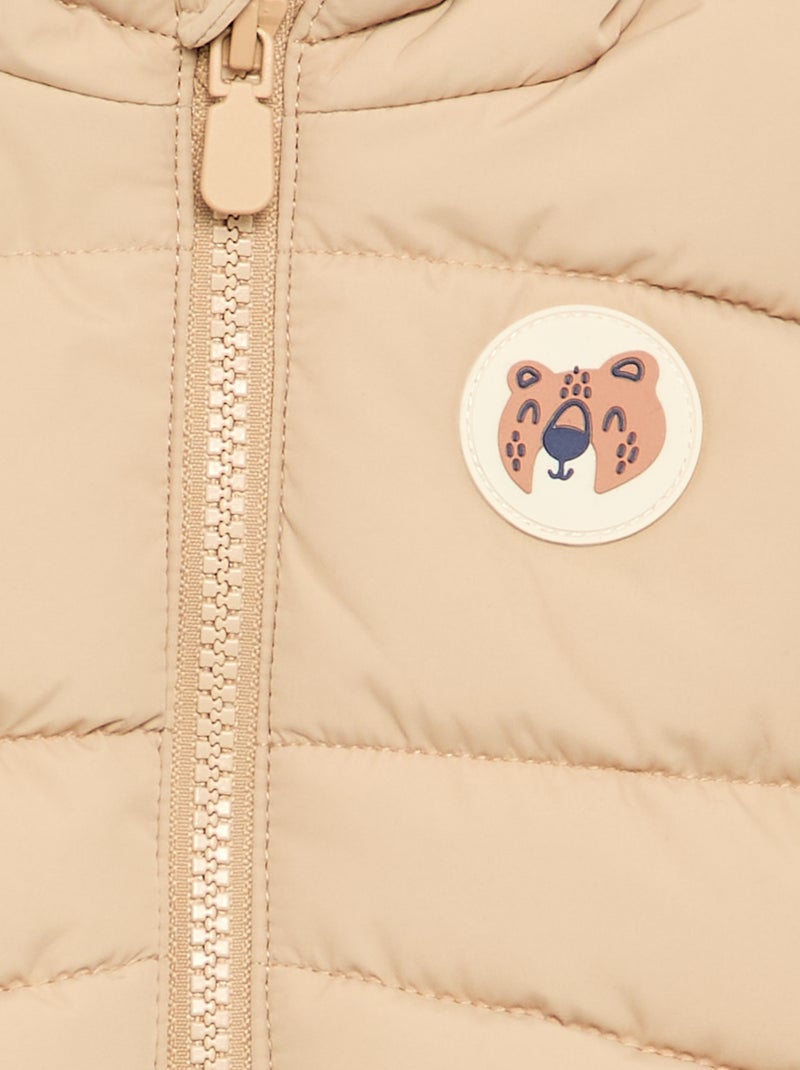 Quilted Hooded Sleeveless Puffer Jacket Beige - Kiabi