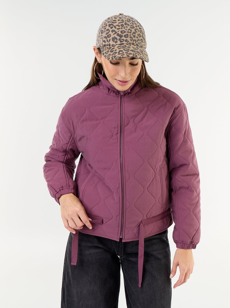 Quilted jacket with adjustable waist Purple - Kiabi
