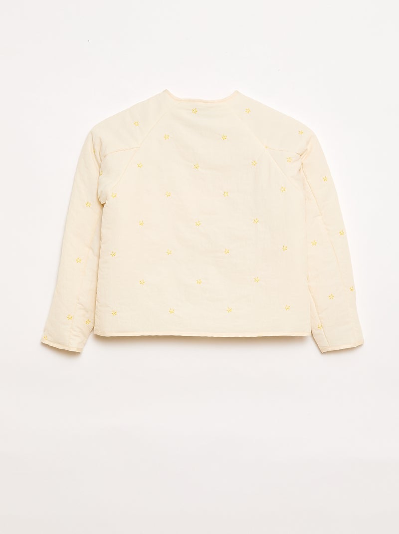 Quilted Jacket with Embroidered Design Beige - Kiabi