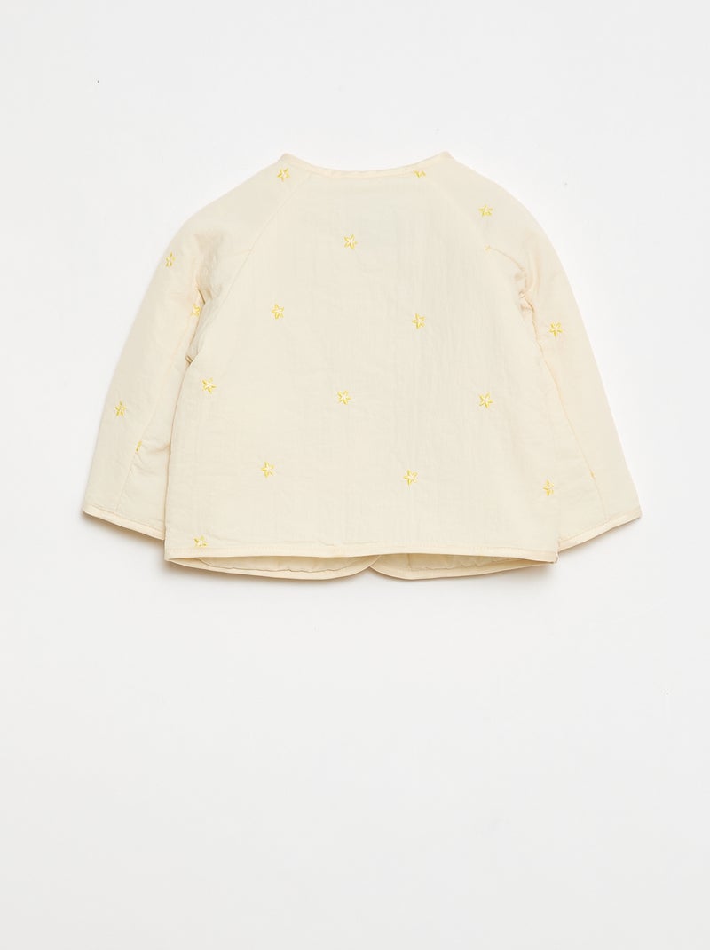 Quilted Jacket with Round Neck in Water-Repellent Fabric Beige - Kiabi