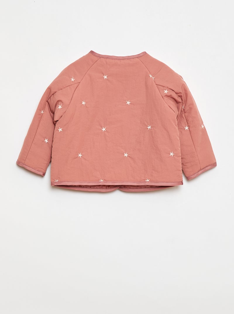 Quilted Jacket with Round Neck in Water-Repellent Fabric Pink - Kiabi