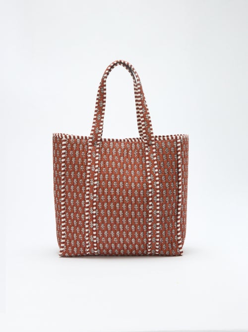 Quilted Shopper Bag with Indian-Inspired Print - Kiabi
