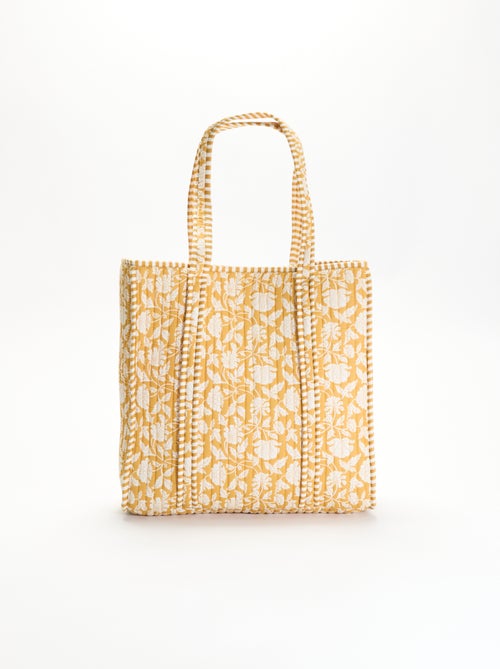 Quilted Shopper Bag with Indian-Inspired Print - Kiabi