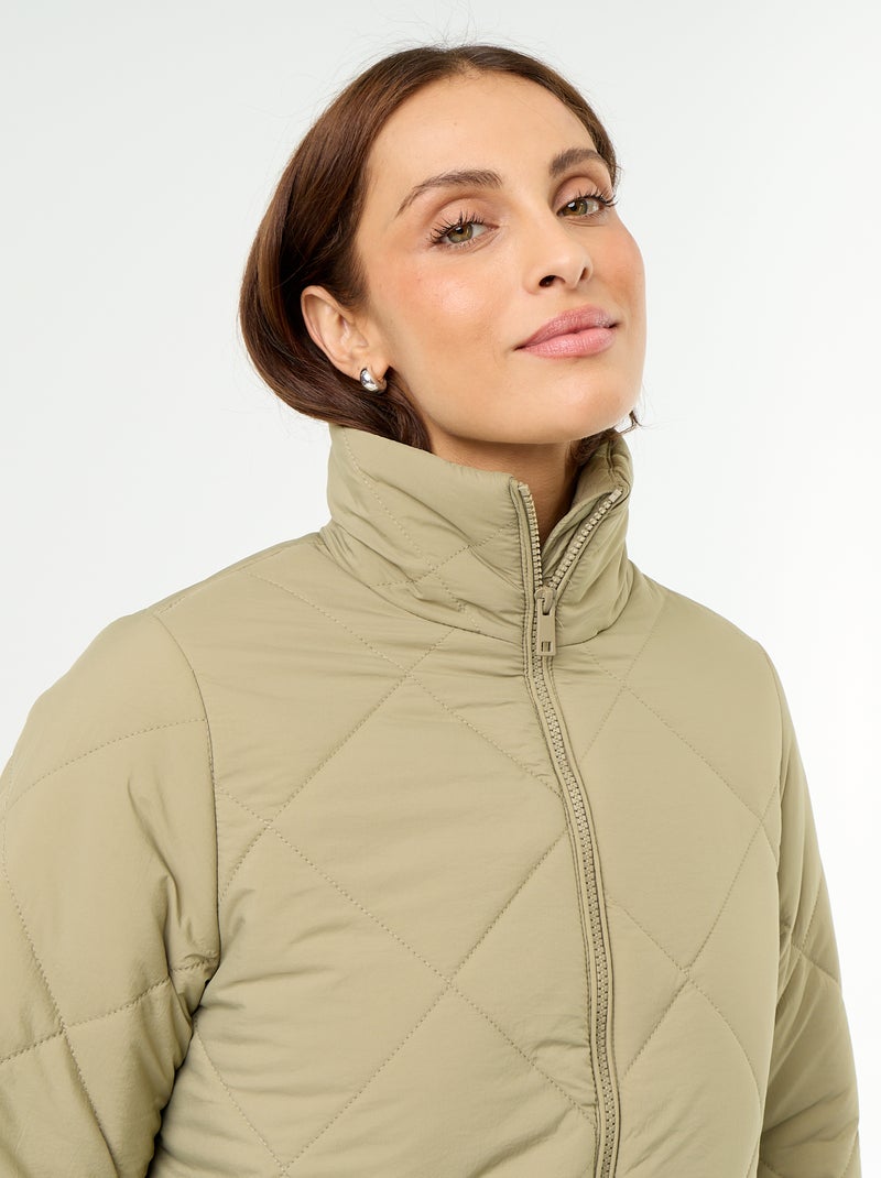 Quilted Water-Repellent Jacket Green - Kiabi