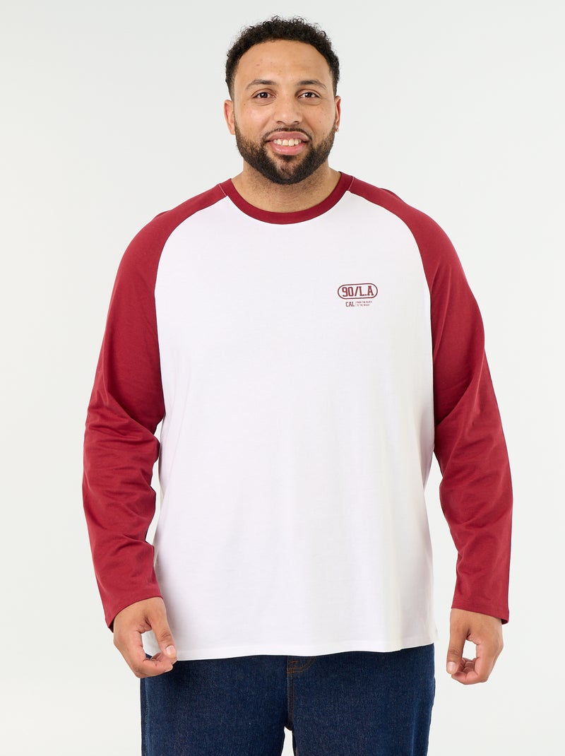 Raglan Long-Sleeve Jersey T-Shirt Red - Kiabi