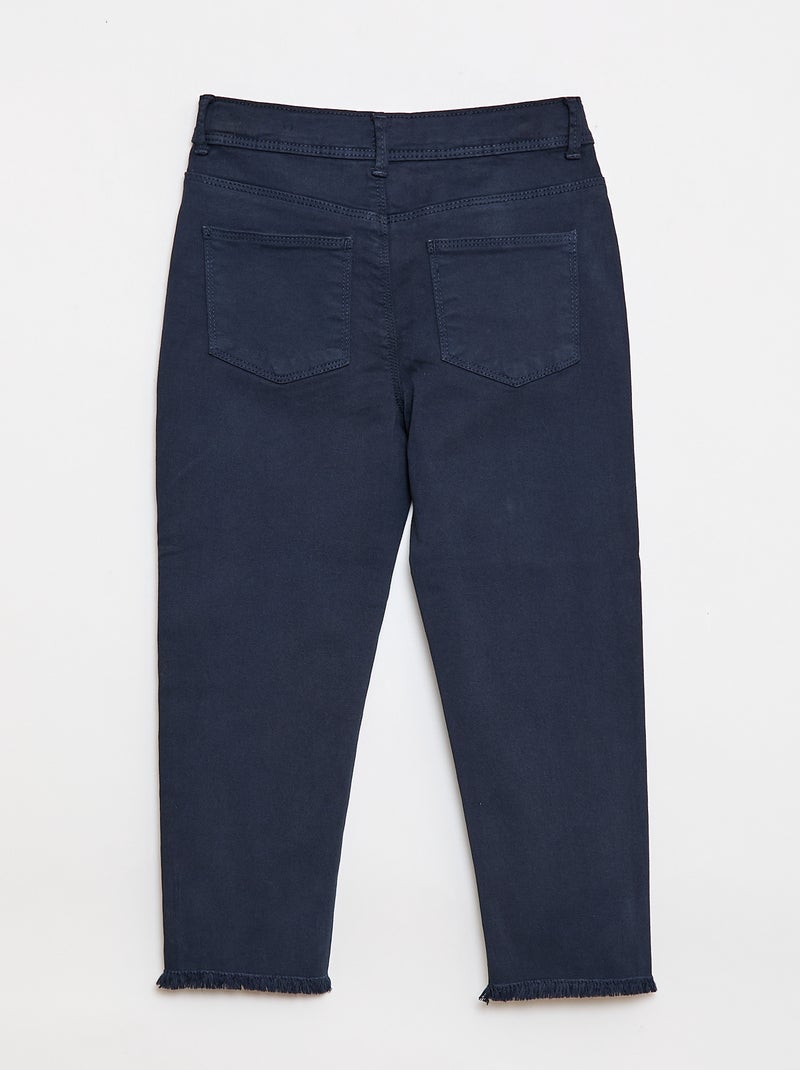 Raw-Edge Denim Capri Pants Blue - Kiabi