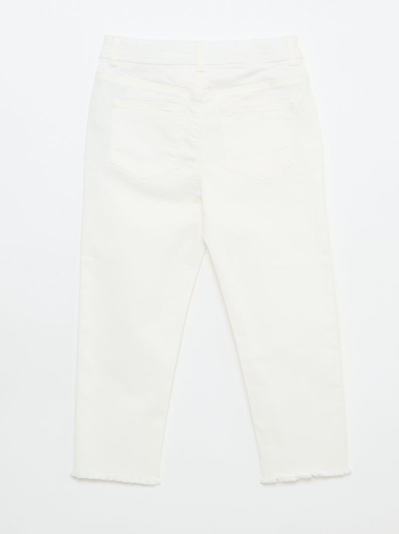 Raw-Edge Denim Capri Pants White - Kiabi