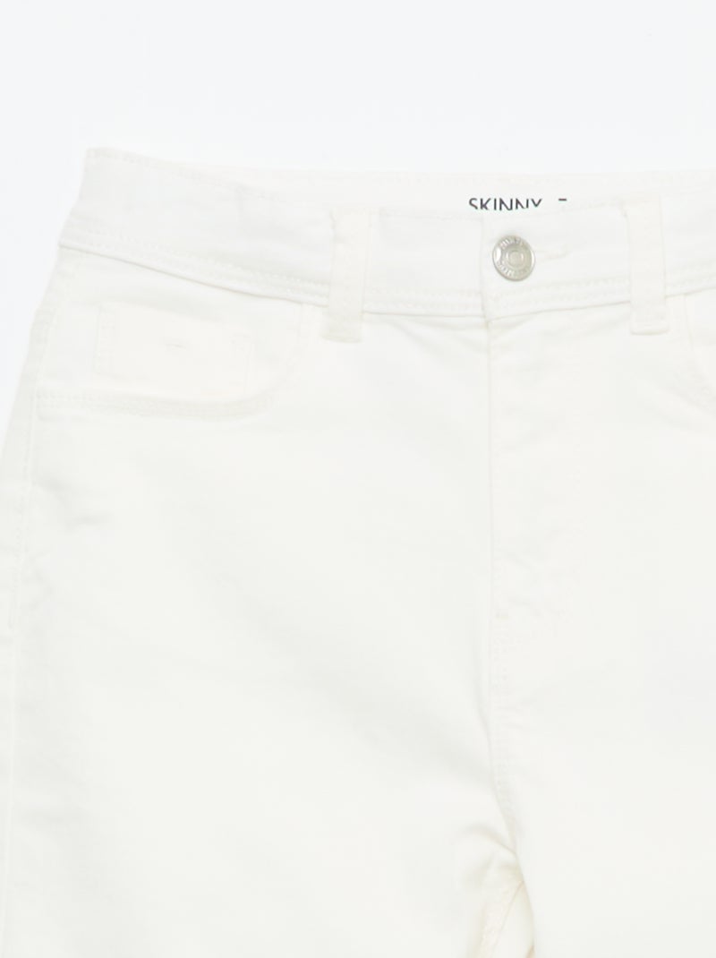 Raw-Edge Denim Capri Pants White - Kiabi