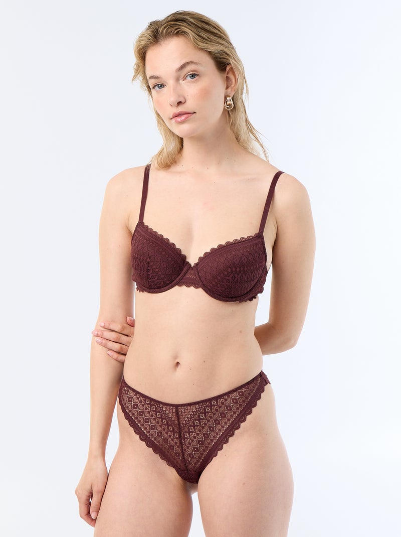 Reggiseno a balconcino in pizzo Marrone - Kiabi