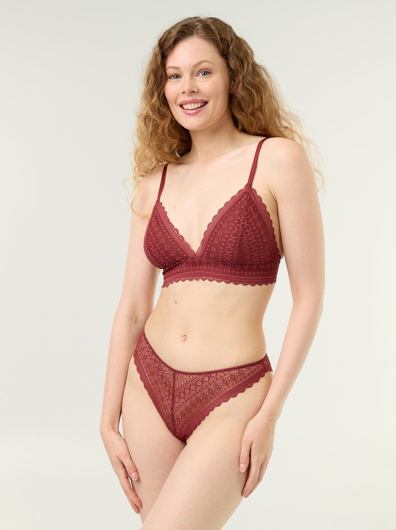 Reggiseno a triangolo in pizzo Bordeaux - Kiabi