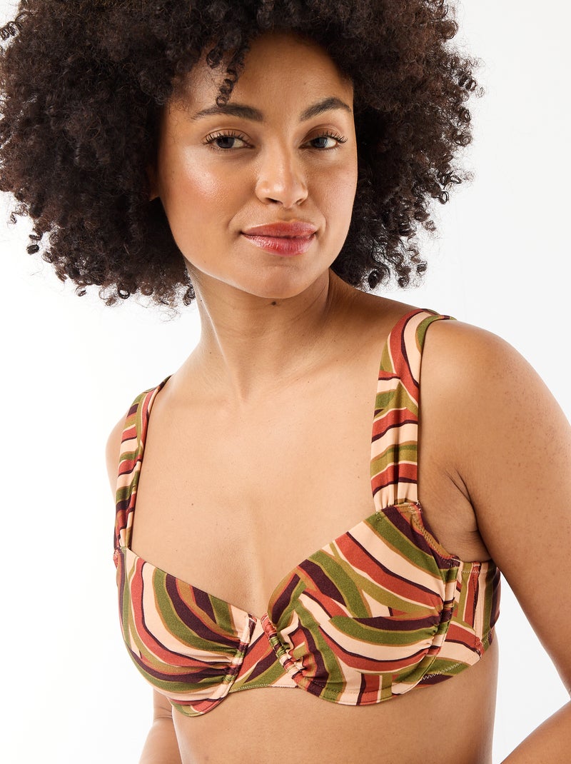 Reggiseno da bagno in microfibra stampata Beige - Kiabi
