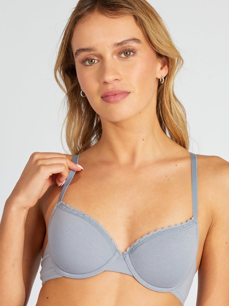 Reggiseno imbottito in cotone BLU - Kiabi