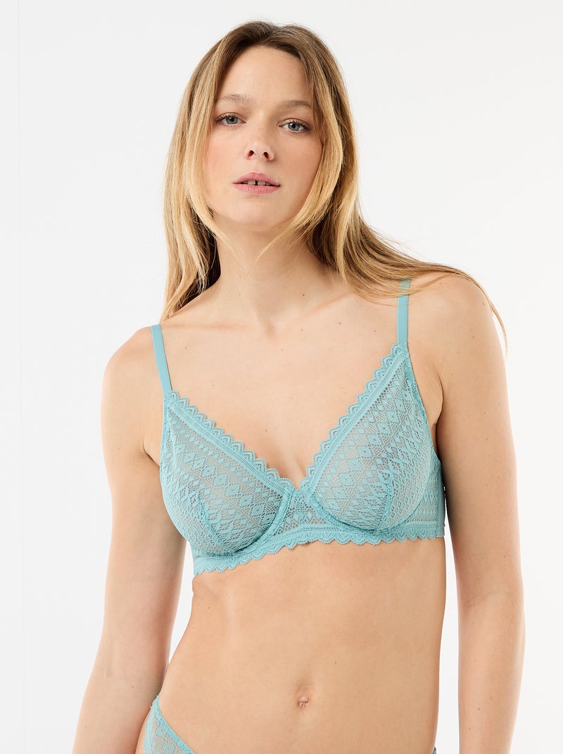 Reggiseno in pizzo trasparente Blu - Kiabi