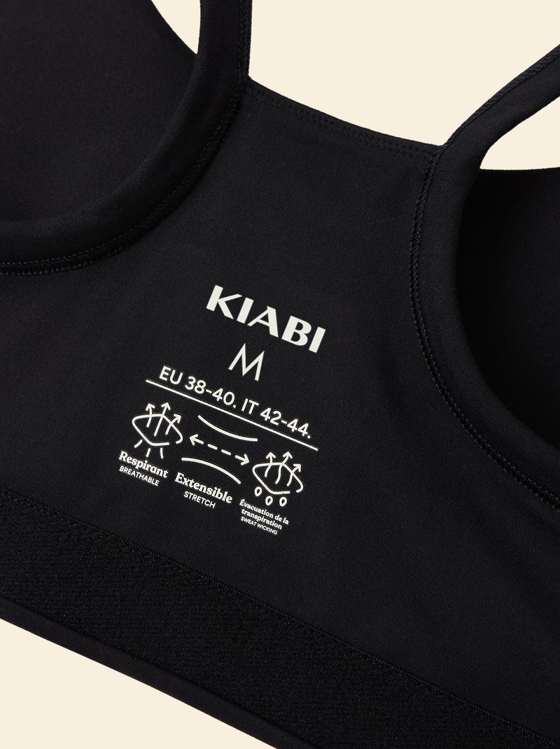 Reggiseno sportivo con dorso a vogatore Nero - Kiabi