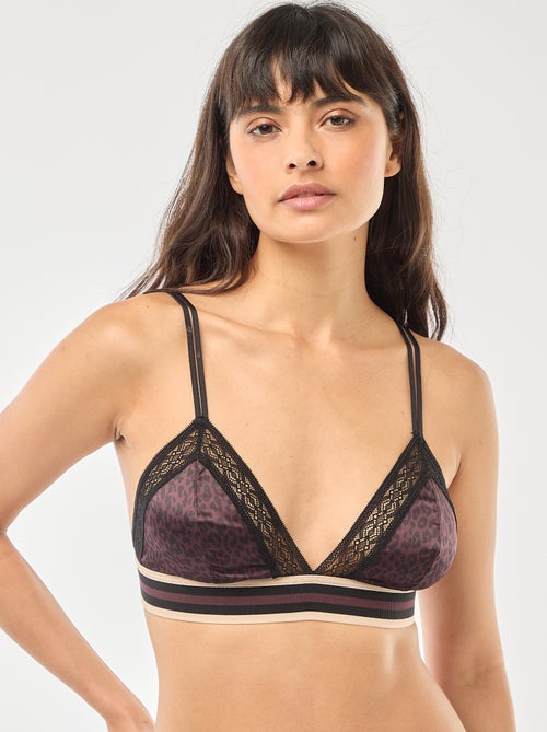 Reggiseno triangolo satinato con stampa leopardata - Kiabi