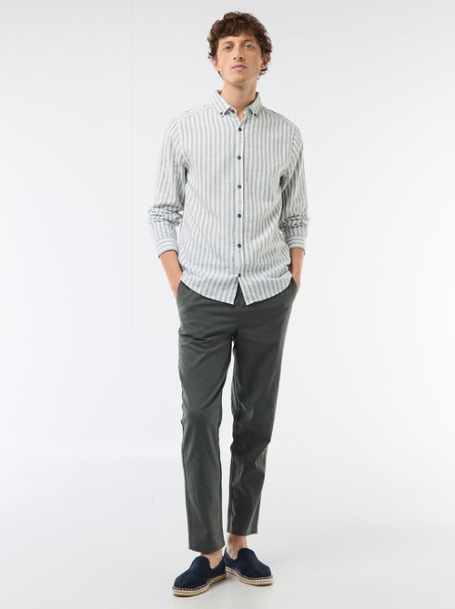 Regular Chino-Hose aus Leinenmischgewebe - Kiabi Regular Chino-Hose aus Leinenmischgewebe - Kiabi