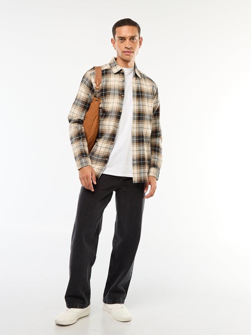 Regular Fit Checkered Shirt - Kiabi Regular Fit Checkered Shirt - Kiabi