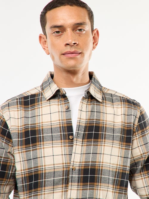 Regular Fit Checkered Shirt - Kiabi Regular Fit Checkered Shirt - Kiabi