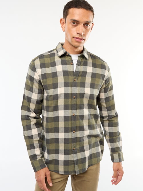 Regular Fit Checkered Shirt - Kiabi Regular Fit Checkered Shirt - Kiabi
