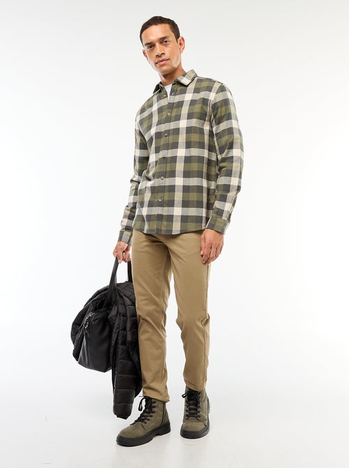 Regular Fit Checkered Shirt - Kiabi Regular Fit Checkered Shirt - Kiabi